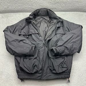 SHIELD 10408-1 Large Black Nylon Insulated Duty Parka Jacket Orange Liner Coat